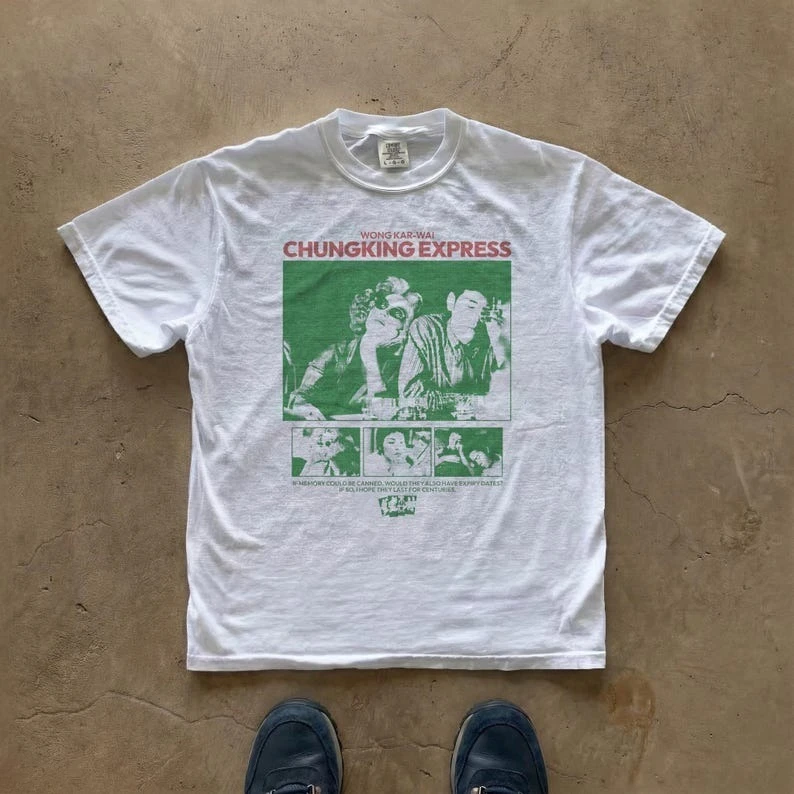 Chungking Express Vintage Movie Graphic T Shirt Retro Film Character Green Print Men Women Casual Loose Cotton Short Sleeve Tops