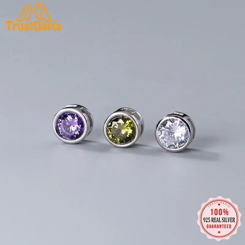 

TrustDavis Real 925 Sterling Silver 2022 Round Colour CZ Pendant Handmade DIY Necklace Bracelet Accessories Fine Jewelry HY877