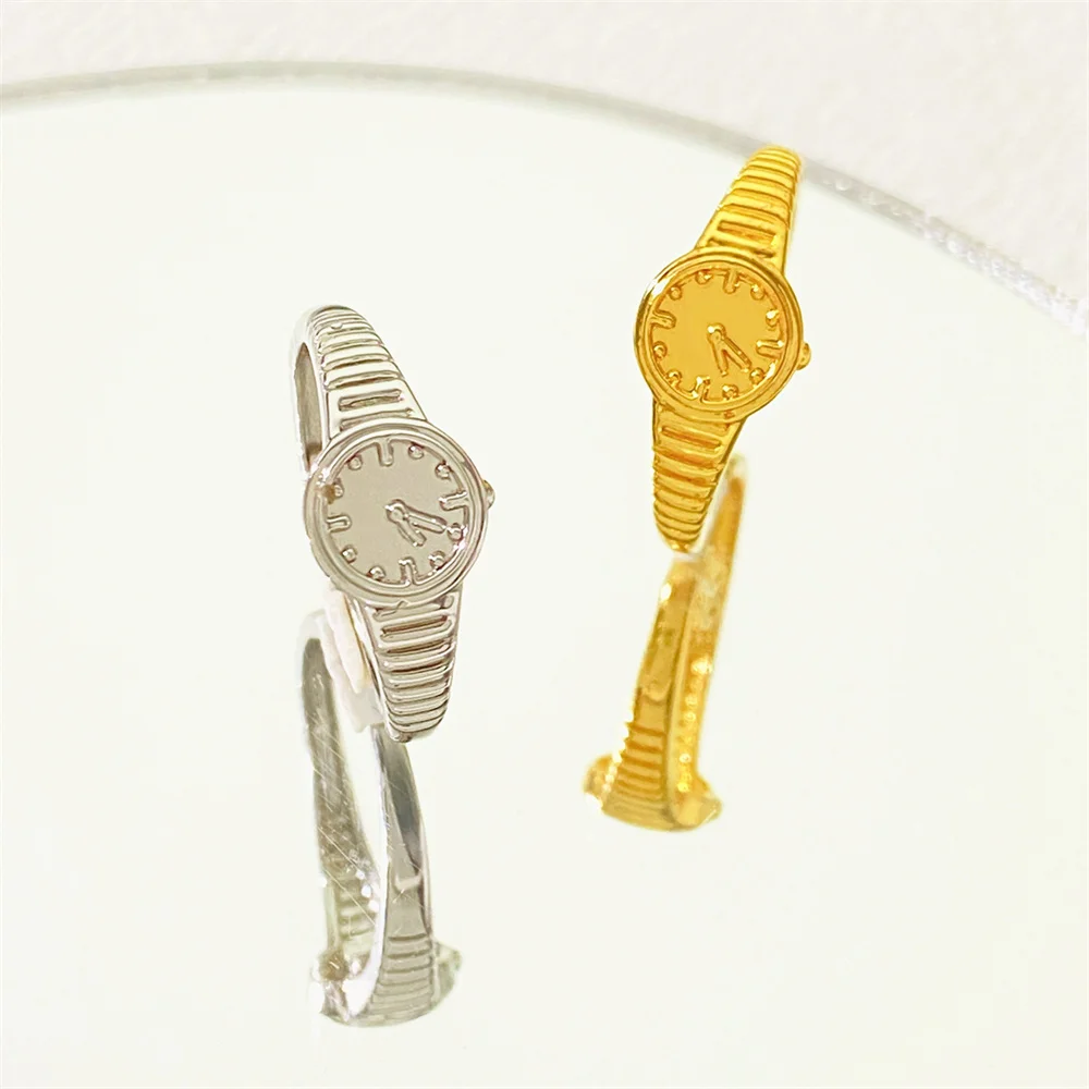 Creative Watch Zircon Ring for Women Men Trendy Watch Adjustable Opening Rings Party Gifts New Arrivals Jewelry Couple Item