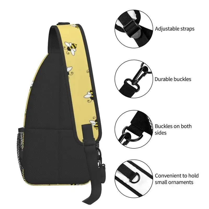 Cute Bee Fly Sling Chest Bag Custom Honeybee Crossbody Shoulder Backpack for Men Traveling Daypack