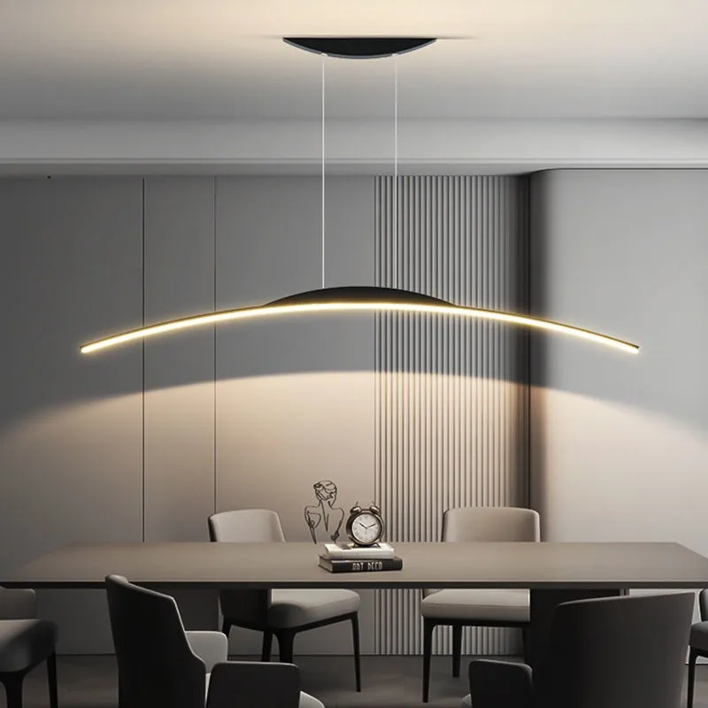 Italian minimalist modern minimalist LED pendant lamp studio long dining table designer bar curved restaurant pendant lamp