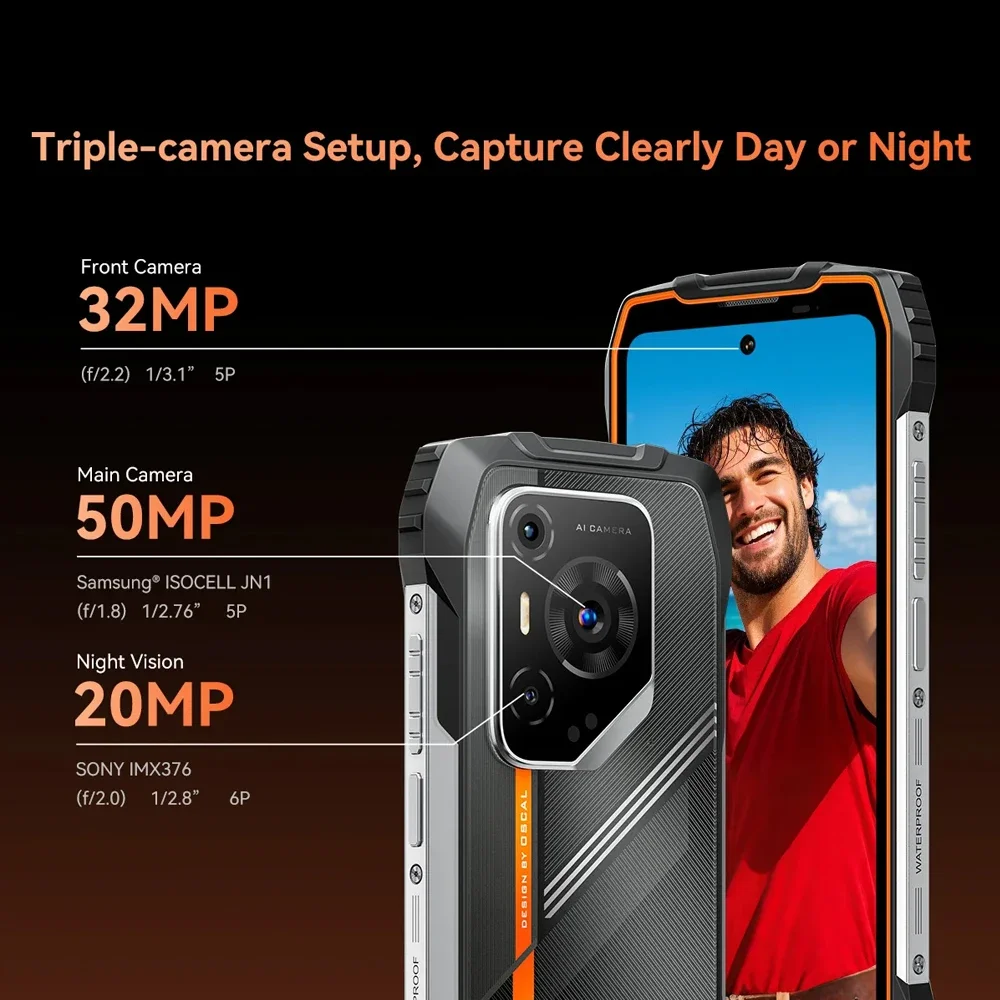 Blackview Oscal PILOT 3 Rugged Phone 5G MediaTek Dimensity 6300 Chip 6.78-inch 2.4K IPS 120Hz Display 50MP 7500mAh NFC Cellphone
