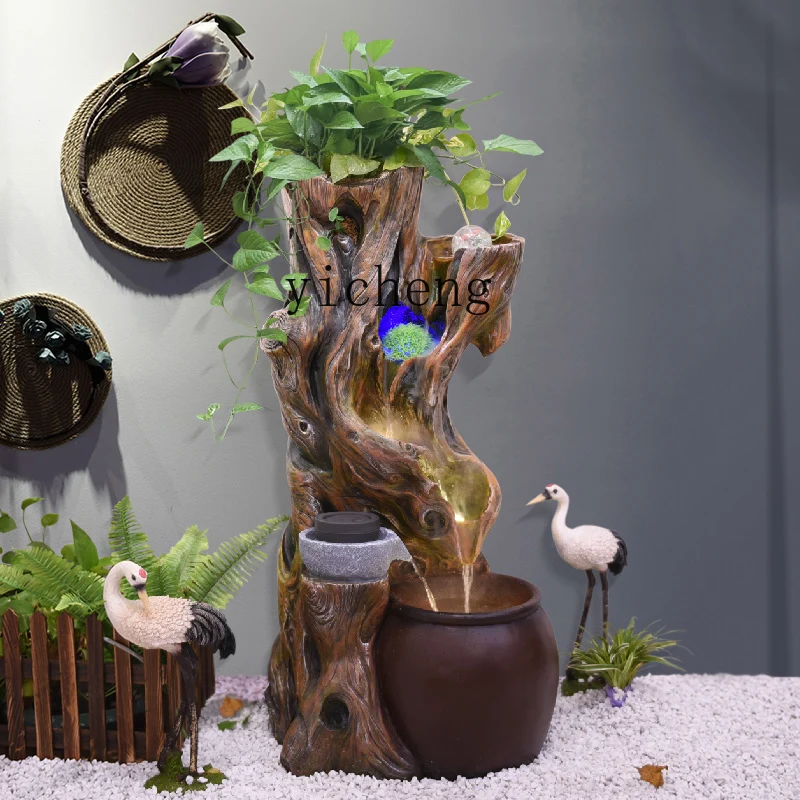 landscape flowing water ornament circulating water fountain living room garden balcony floor wooden pile water feature
