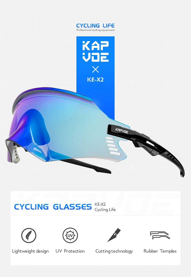 Kapvoe fahrrad brille uv400 männer fahrrad sonnenbrille luft atmung mtb brille outdoor sport brille fahrrad brille oculos de ciclismo – Detail 1