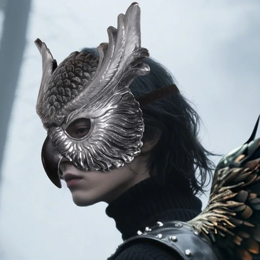 Masque de hibou réaliste, plumes détaillées, Costume de Cosplay d'animal en Latex, masque de fête d'halloween, masque de prédateur d'oiseau de forêt pour enfants et adultes