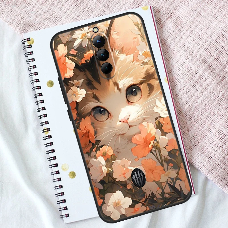 النوبة الأحمر ماجيك غطاء الهاتف ، مضحك لطيف القط الحال ، 8S برو زائد ، 6R ، 5G ، 5s ، 6S ، 7S ، 6 ، 7S