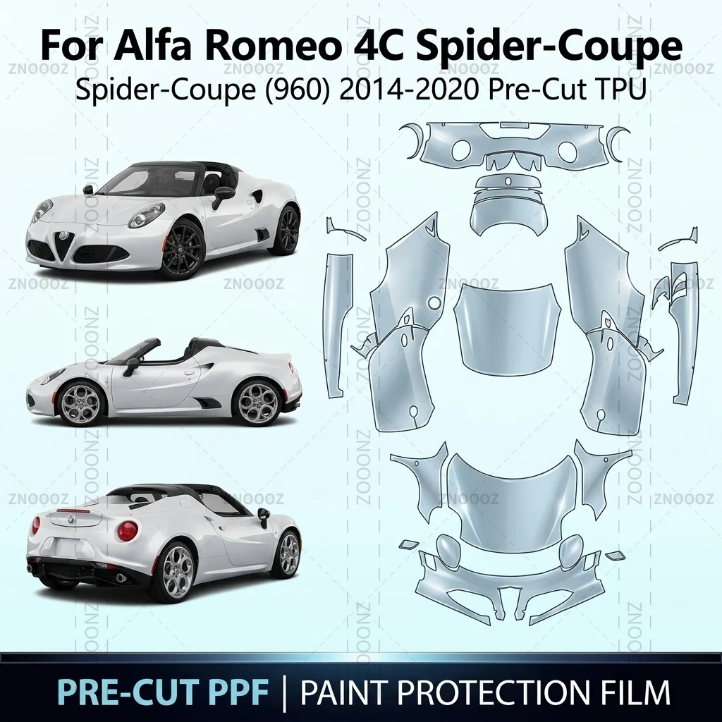 For Alfa Romeo 4C Spider-Coupe (960) 2014-2020 Pre-Cut TPU PPF Self Healing Anti Full Vehicle Glossy Clear Matte Black