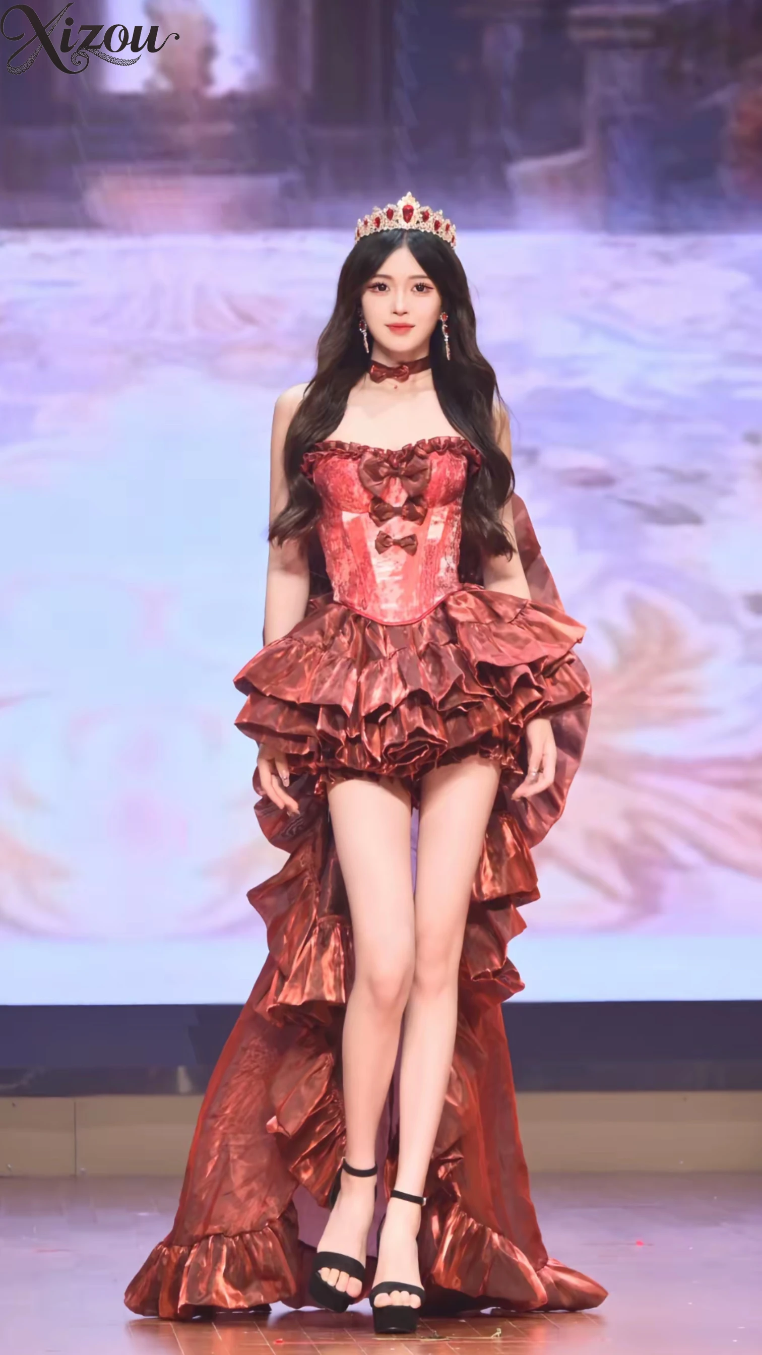 2025 Summer Women Girl Dresses Sets Red Princess Hepburn Tube Top Strapless Satin Tulle Bow Trailing Evening Party Cuff Slim Fit