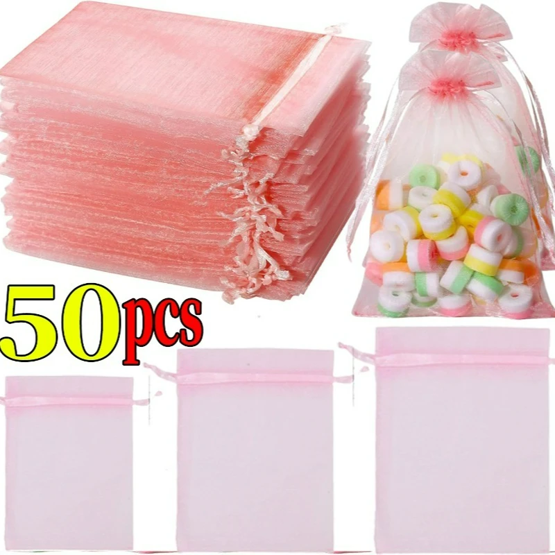 

10-50Pcs Jewelry Packaging Bags Organza Drawstring Wedding Favor Bags Storage Bag Handmake Craft Supplies DIY Accessories Gifts