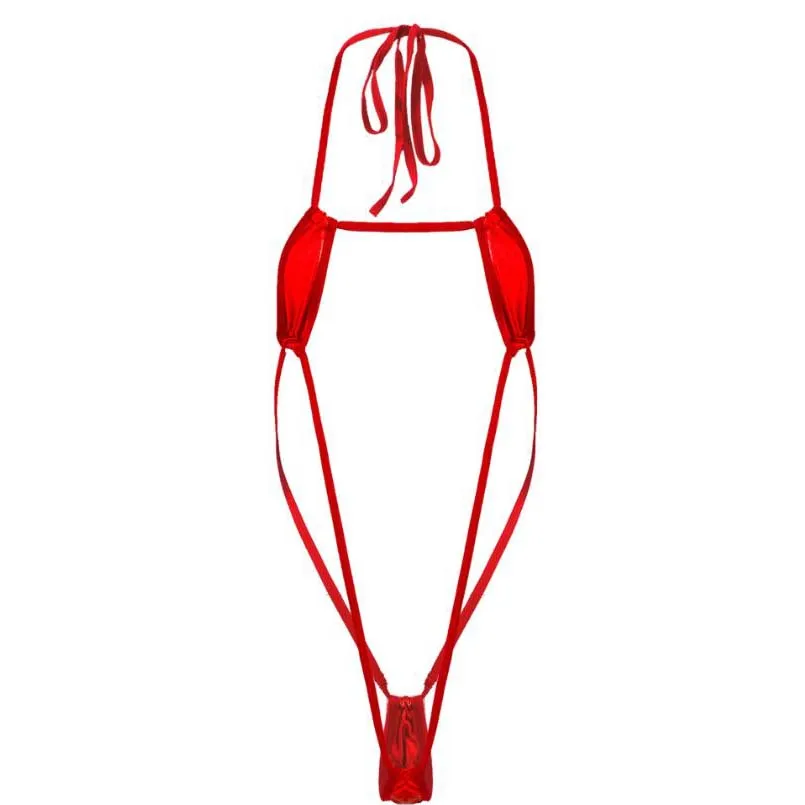 Sexy Lingerie1 Piece Halter Neck Bikini Lingerie Set Mini Bikini Open Micro Bra Top Briefs Panties For Women - Image 6
