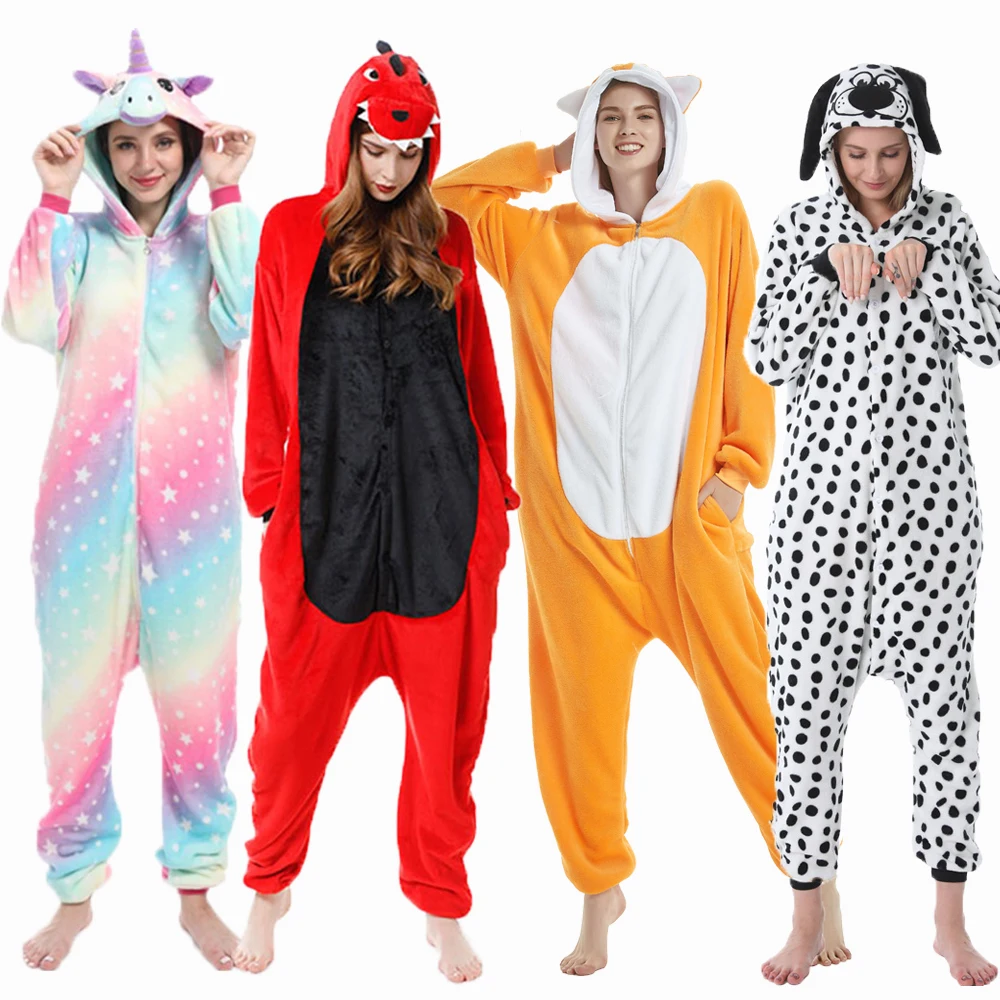 Animal Pajamas for Women and Children Winter Pijamas Adult Dinosaur Lion Unicorn Panda Kigurumi Pyjamas Sleepwear Kids Sleepwear