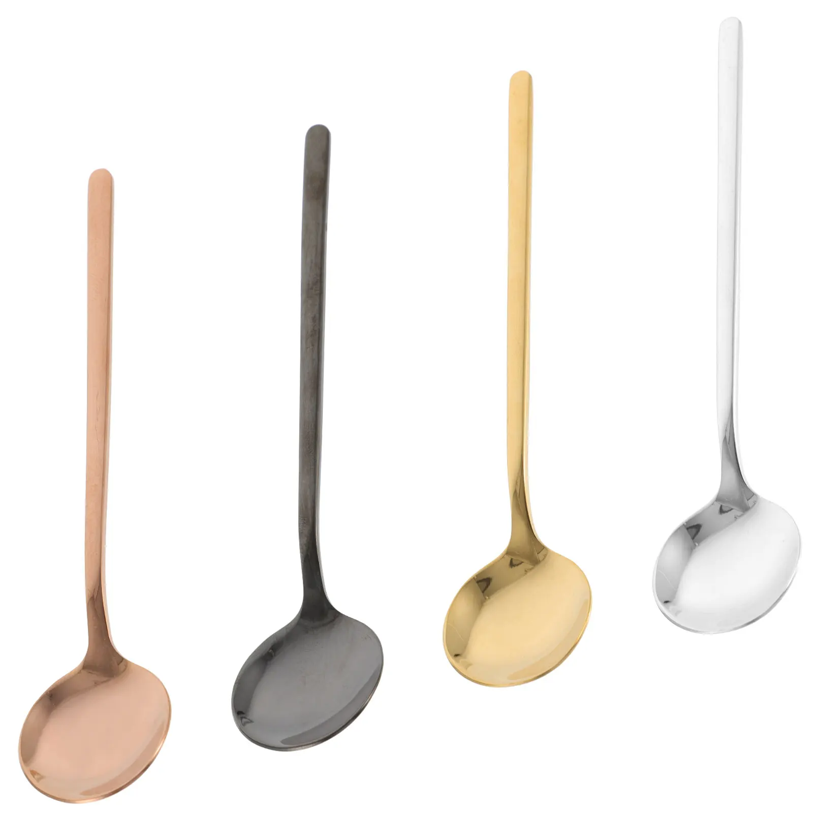 

4Pcs Coffee Spoons Stainless Steel Smooth Surface Soup Dessert Mixing Tea Fruit Ice Cream Creative Kitchen Useful Condiment