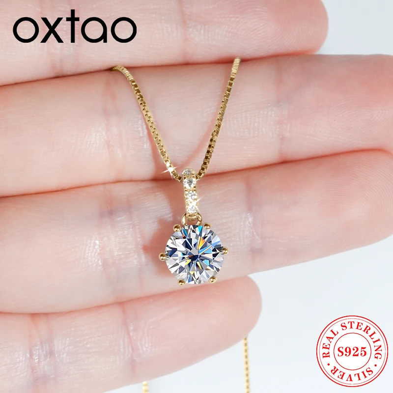 

Сертифицированное OXTAO ожерелье с подвеской из муассанита D VVS1 8 мм/6,5 мм, цепочка из 100% стерлингового серебра 925 пробы, модное женское ювелирное украшение