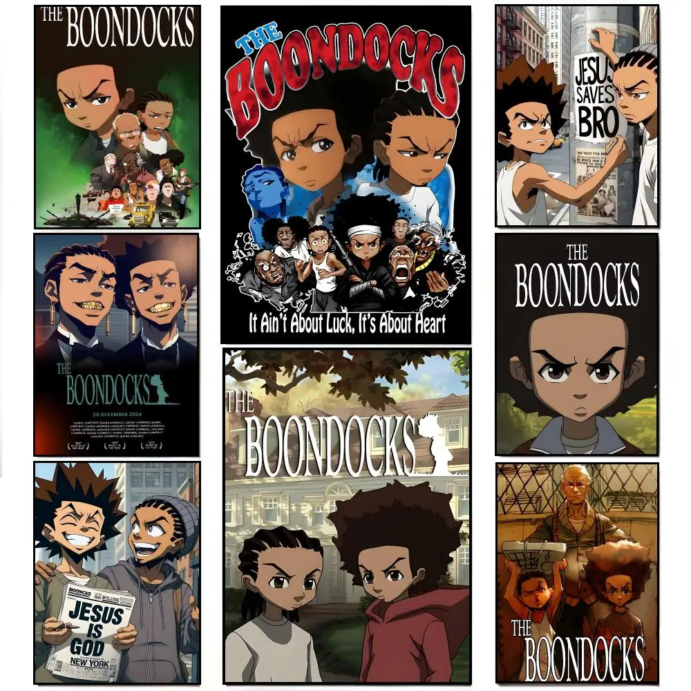 Satire Animation T-The Boondocks Poster Frameless Wall Art Print, Peel-and-Stick Removable