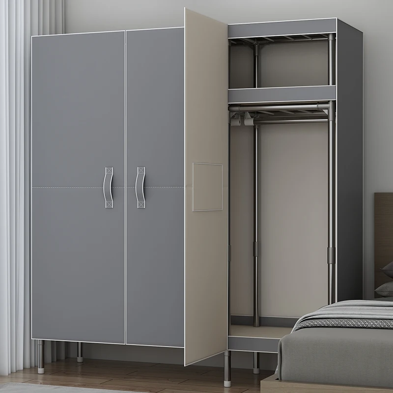 Wardrobe, Household Bedroom, All Steel Frame, Thickened, Sturdy and Durable Wardrobe for Rental Housing