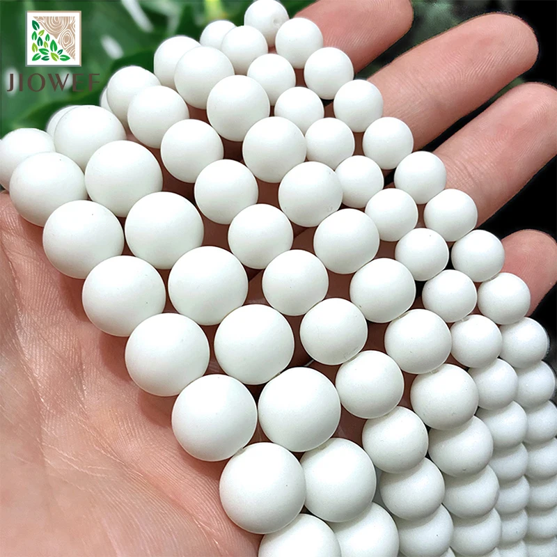 4/6/8/10/12mm Frosted Matte White Quartz Round Spacer Beads DIY Bracelet Earrings Natural Stone for Jewelry Making 15\'\' Strand