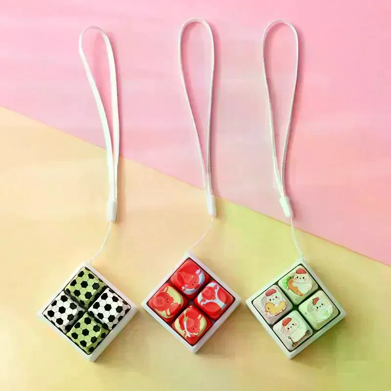 Keyboard Shape Fidget Clicker Toys With Football Patterns Lanyard For Stress Relief Office Daily Use Cute