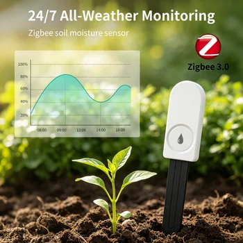 Zigbee Moisture Sensor Temperature Humidity Detector Tuya Soil Tester Realtime Monitor…