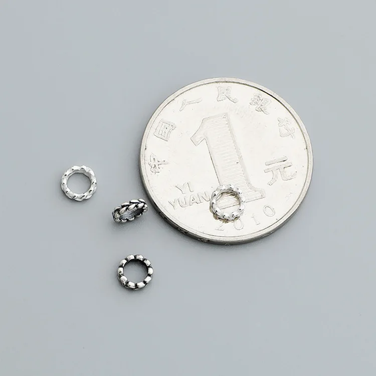 5pcs/Lot 925 Sterling Silver Ear of Wheat Round Beads 5MM Big Hole Wheel Circle Spacer Charms DIY Earrings Bracelets Jewelry