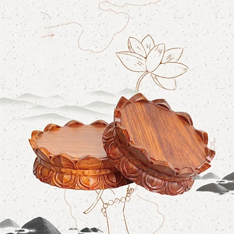 

Incense burner base, Buddha statue, Lotus pedestal, solid wood, circular wooden ornaments, incense burner base, Guanyin Bodhis