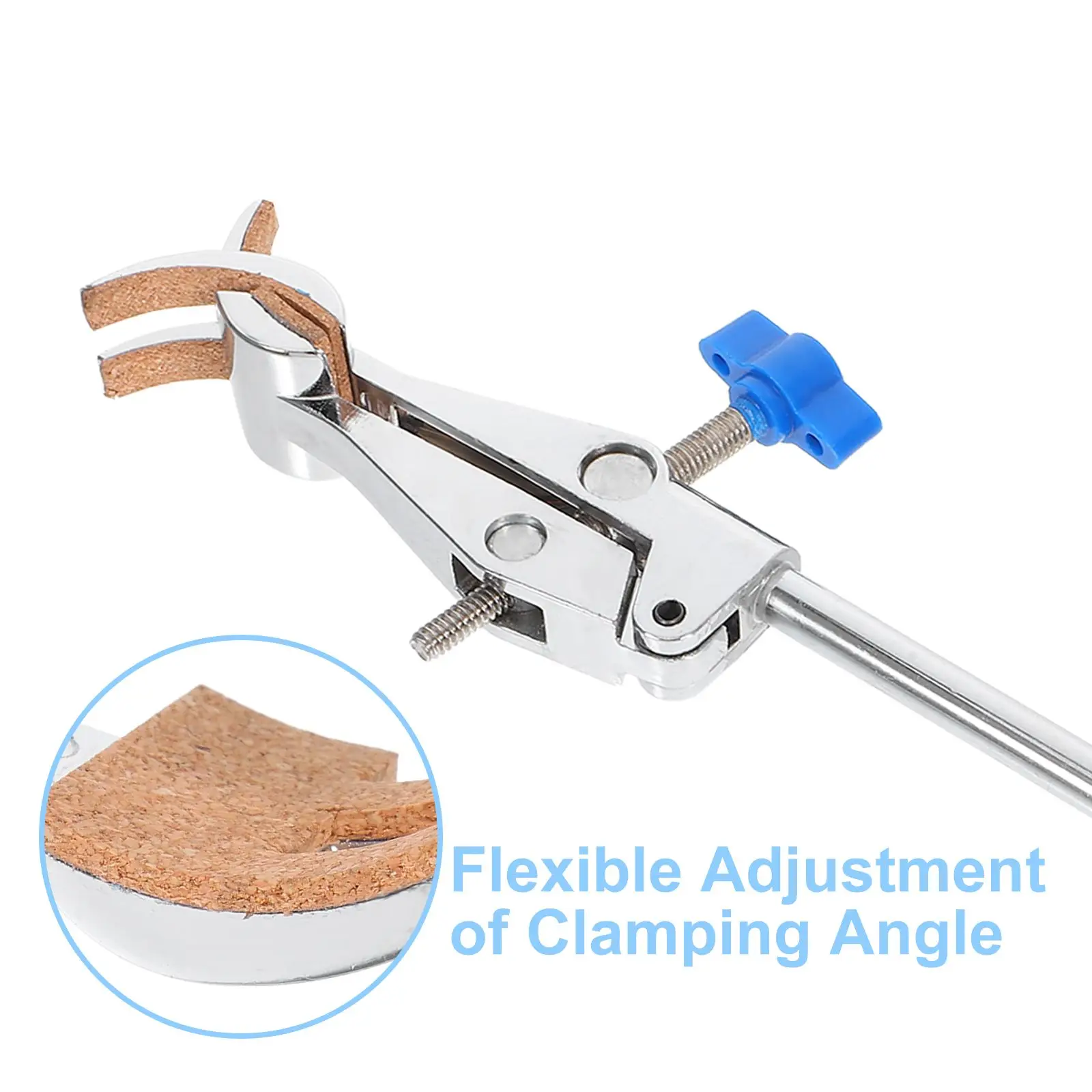 

Fixture Cork Lined Lab Prong Clamp Universal Clip 4 Iron Prongs Adjustable Angle for Labs Equipment Prongs Universal Clip