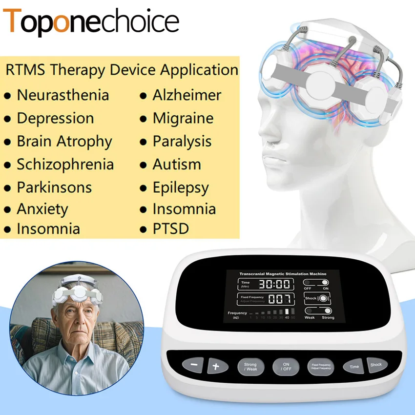 Máquina de terapia cerebral rTMS de estimulación magnética transcraneal para depresión, dispositivo de rehabilitación cerebral de la esquizofrenia Parkinson