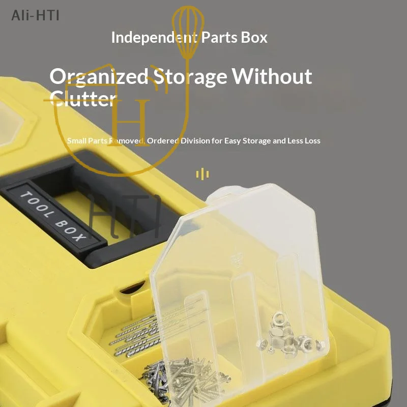 1Pc 12/14 Inches Plastic Tool Box Transparent Compartment Portable Small Parts Storage for School Craft Projects