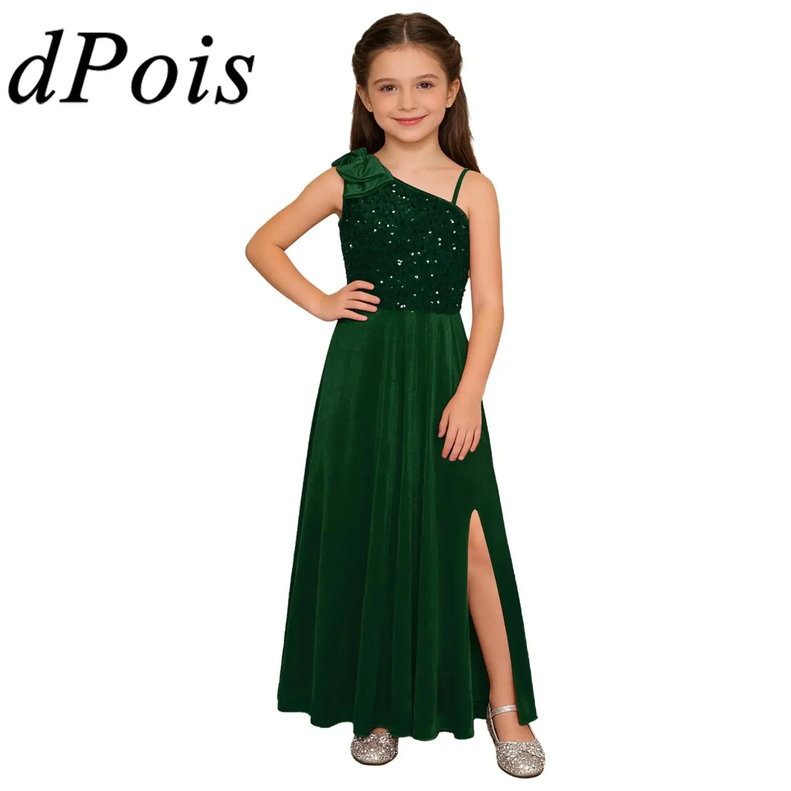 

Праздничное платье для девочек: современный лирический танцевальный костюм, бальное платье на одно плечо, элегантное платье для выпускного вечера, детский праздничный наряд