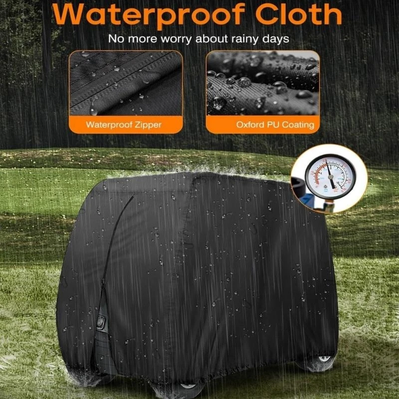 غطاء عربة جولف دائم 4 مقاعد 210D مع بالداشين ممتد، خاصية سلامة الأطفال، مركبة عالمية، للاستخدام الخارجي #5