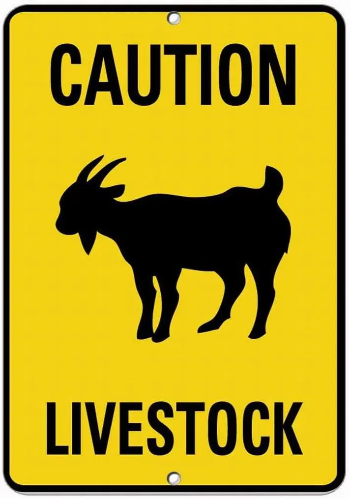 Livestock Caution Goat Activity Sign Farm Sign General Notice Sign Safety 8x12 Tin Metal Signs Road Street Sign Outdoor Dec sign