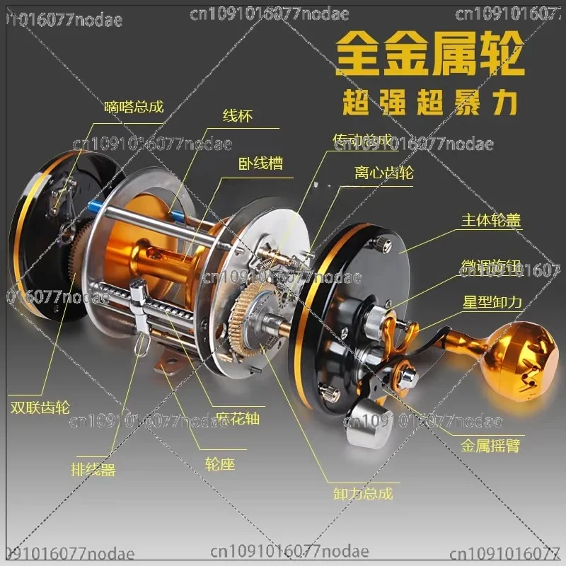 Full Metal Mingyang Visual Anchor Fish M12000 Drum Fishing Boat 10000 Anti-explosion Line S9000 Luxury Black Gold New