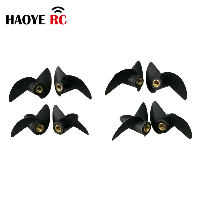 Haoye 2 Pcs DIY RC Boat Paddle With Screw Thread Nylon Boat Prop 2 Blade M4 Boat Propellers Copper Core For RC Boat CW CCW