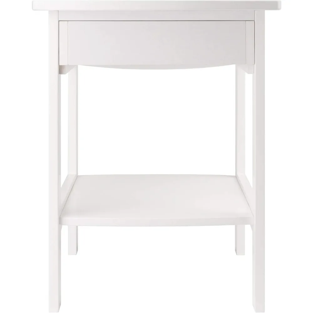 Tavolo in stile bianco con cassetto e ripiano, design curvo per la decorazione domestica, montaggio richiesto