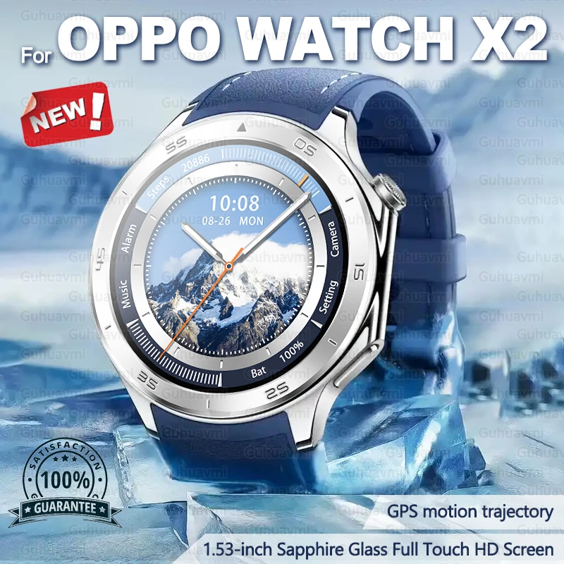 2025 Original For OPPO WATCH X2 Sapphire Glass Screen Smart Watch GPS Track Compass Health Monitoring Bluetooth Call Smartwatch