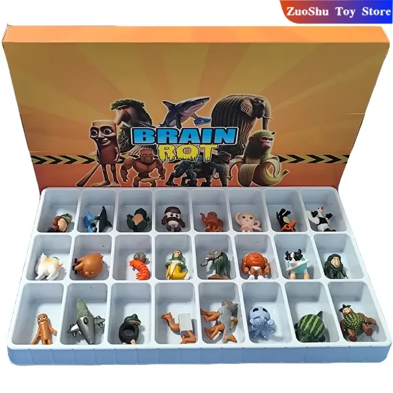 

24 шт., итальянская фигурка Brainrot Tung Tung Sahur Tralalero Tralala Bombardino Crocodilo Shimpanzini Bananini, фигурки, подарочная коробка, игрушки