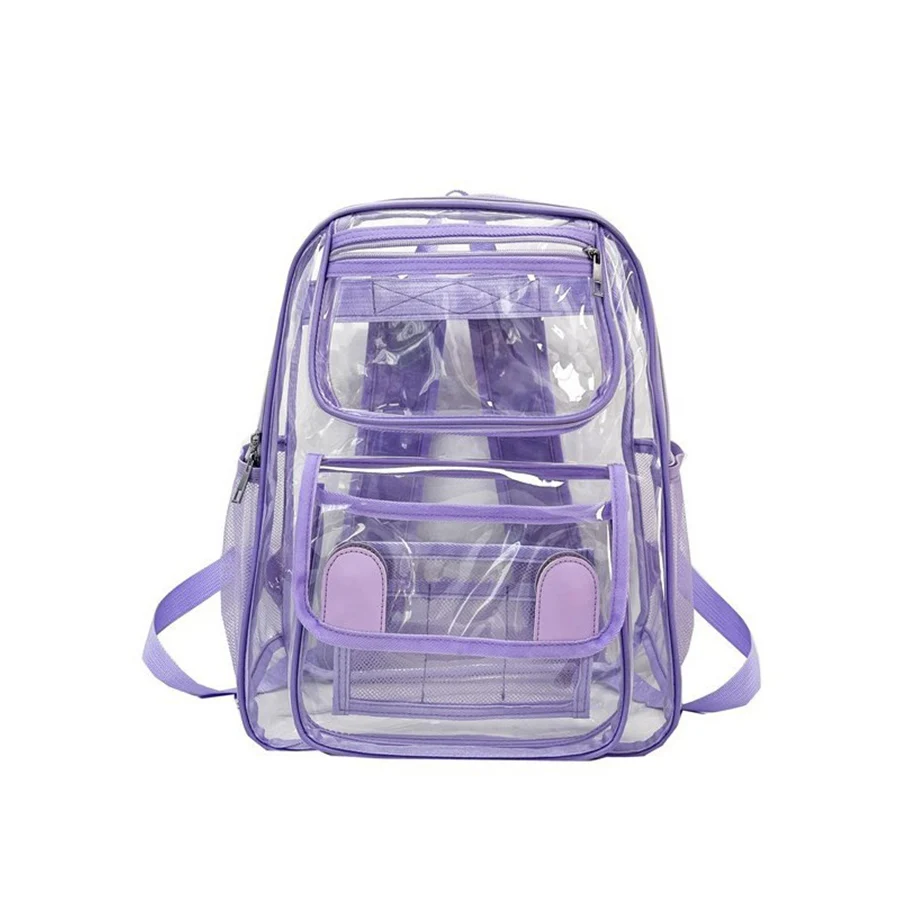 Transparent PVC Outdoor Sports Fitness Knapsack Casual Travel Visible Backpack Large Capacity Waterproof Shoulders Bag Rucksack