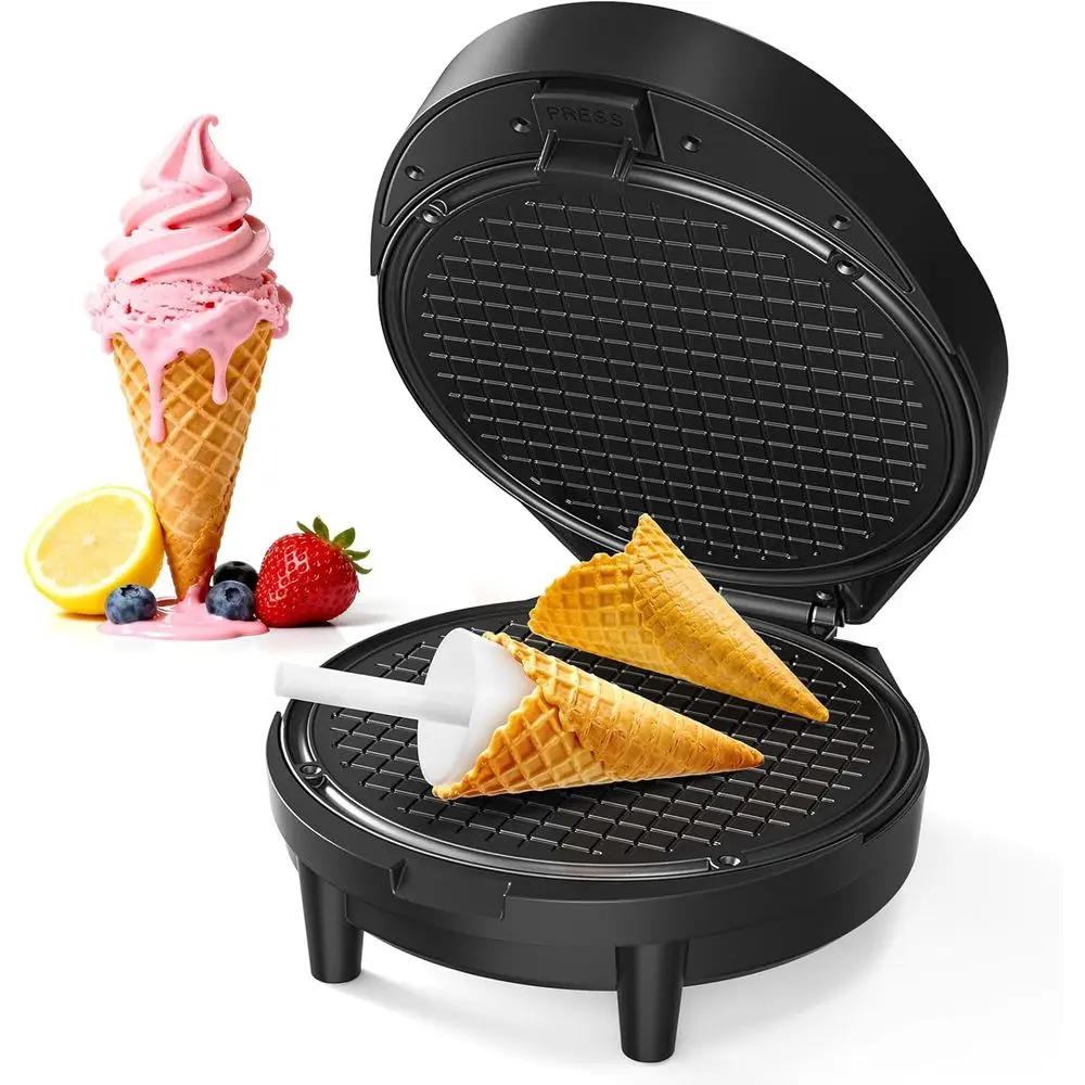 

Wale Cone Maker and Ice Cream Cone Maker with Cone Roller, 1000W Double Side Even Heating Thin Wale Maker, Makes CriWale Cones,