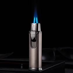 Broad Metal Windproof Cigar Cigarette Lighter Jet Torch Gas Flames Unusual Lighters Smoking Accessory Butane Gadgets for Men