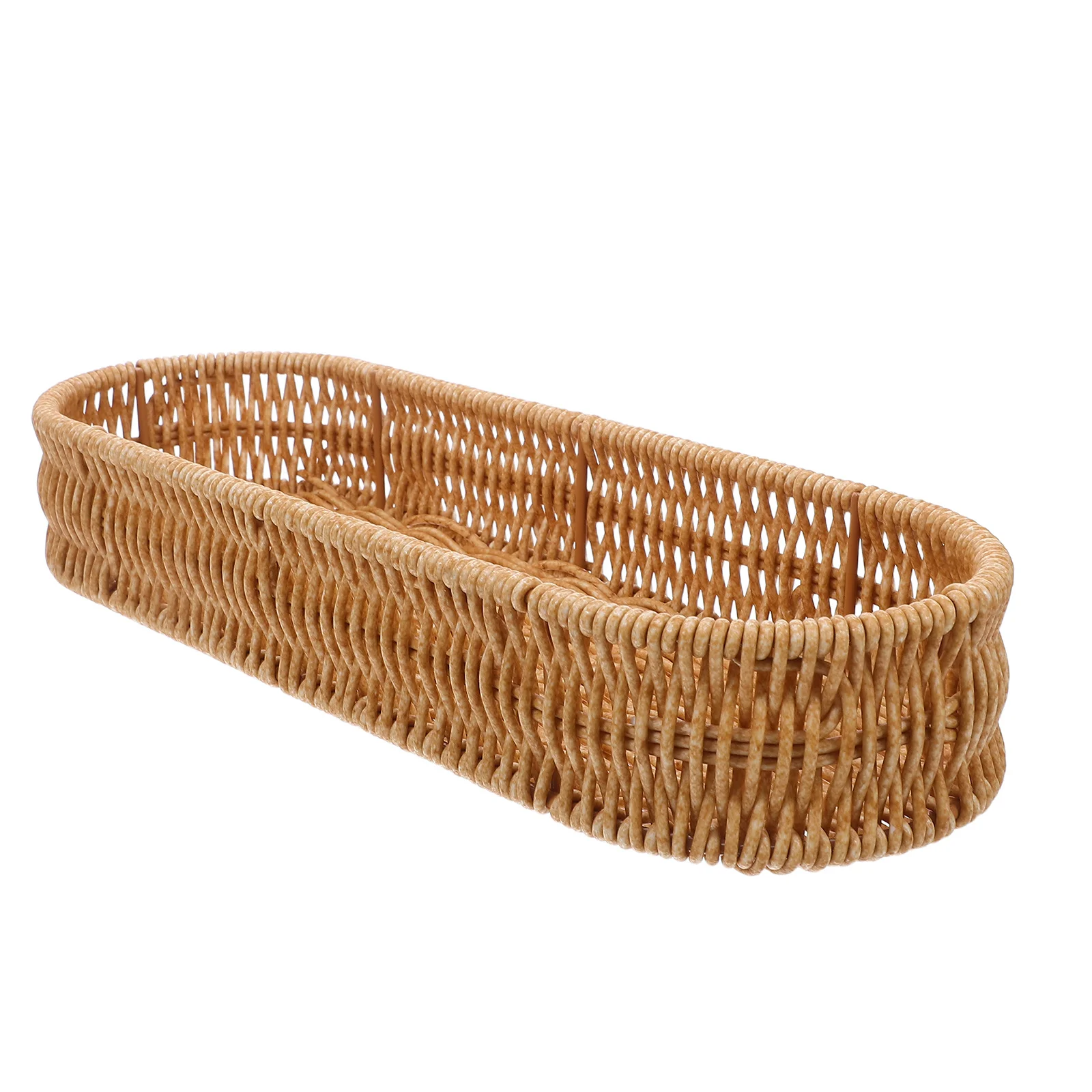 

Handmade Woven Cutlery Basket Rectangular Imitation Rattan Utensil Organizer For Kitchen Storage Spoon Fork Holder Tableware