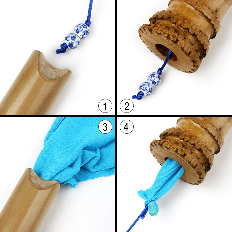 Vertical Bamboo Flute with Shakuhachi, Woodwind Instrument, 5 Holes, Wooden Musical Instrument, D Key, Protective Cover