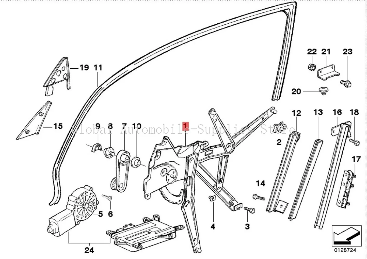 Front Left Power Window Regulator 51331977579 749-621 for BMW E36 316i 318i 318is 320i 323i 325i 325is 328i M3 1995-1999