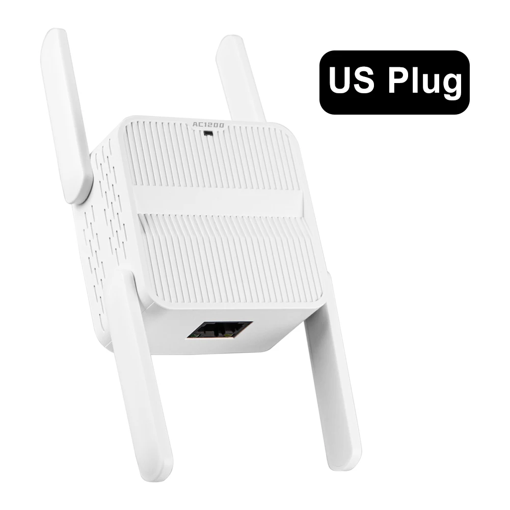 WiFi Repeater Extender 1200Mbps Wi-Fi Signal Amplifier Dual Band 2.4G/5.8GHz WiFi Amplifier 4 Antennas Signal Booster Amplifier