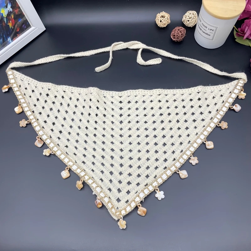 1 PCS Hollowed-out Knitted Shell Tassel Headband, Bohemian-style Hairpin, Versatile Headwear view 4