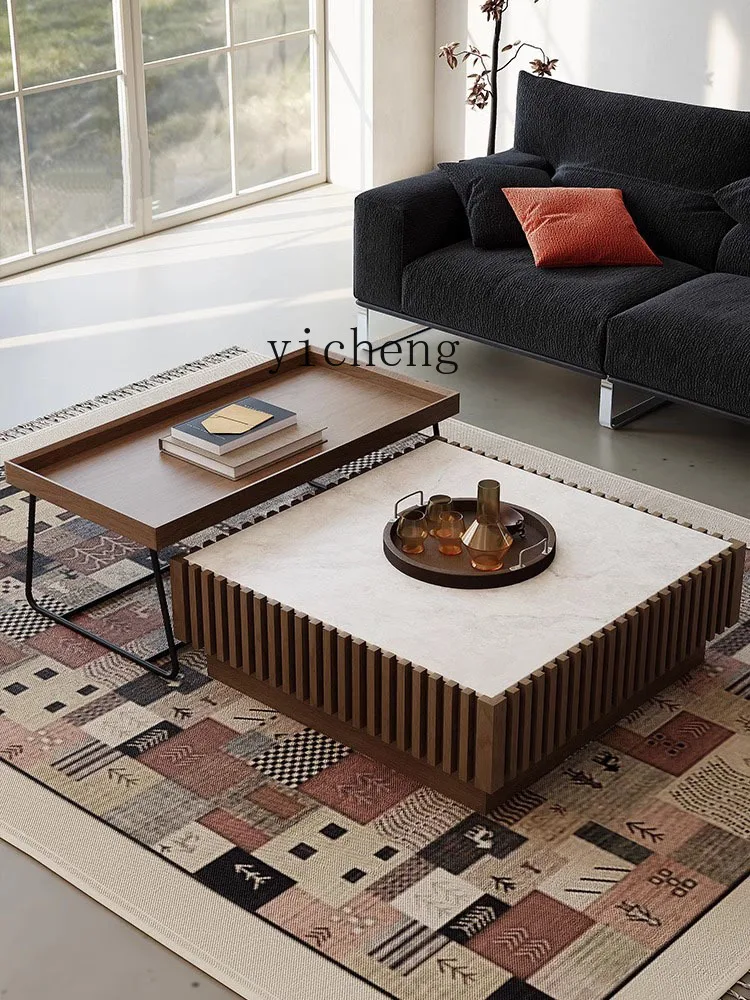 YFY  antique walnut coffee table combination household living room size square tea table side table