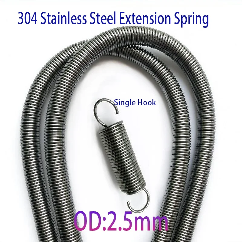 304 Stainless Steel Tension Springs, with Hooks Extension Spring,2.5mm Wire Dia,OD16-25mm,Length260-1000mm Corrosion Resistant