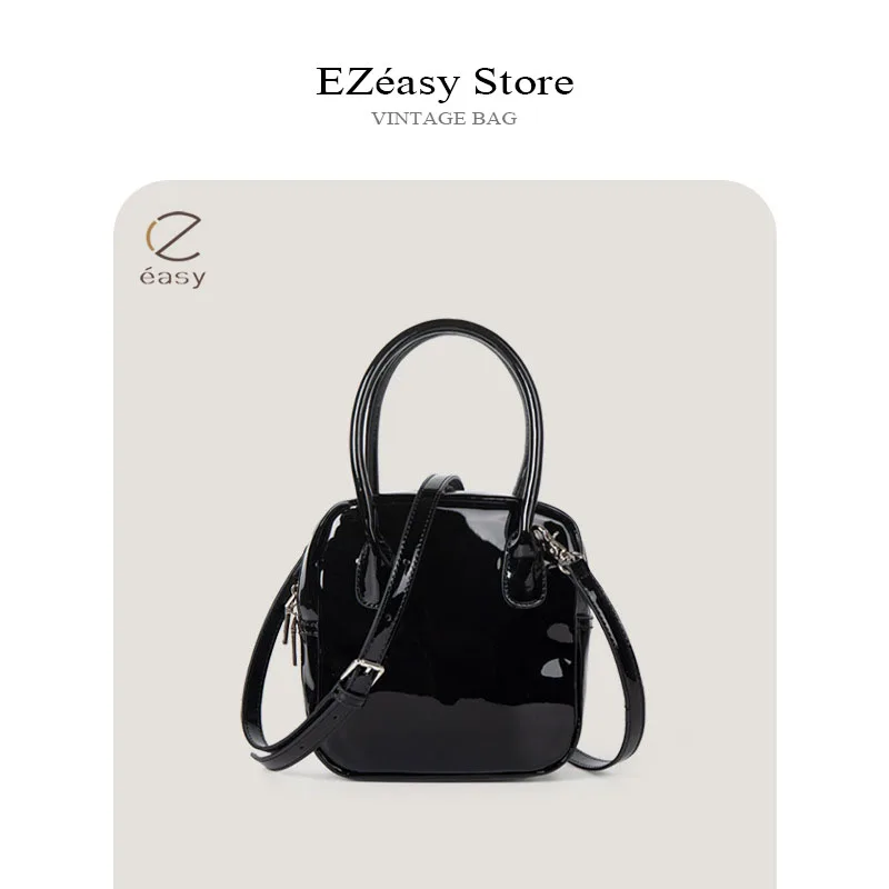 EZeasy Light Luxury Niche Designer Bags for Women Small Square Bag Lacquer Leather Shell Bag Totes Messenger Bags Crossbody Bag