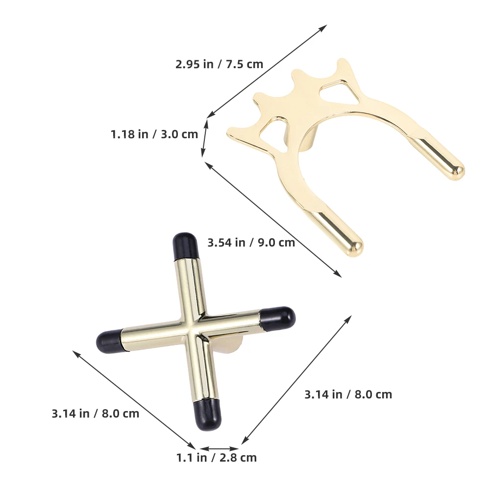 

2 Pcs Pool Cues Billiard Stand Head Stick Snooker Bridge Rod Holder Metal Copper Plating
