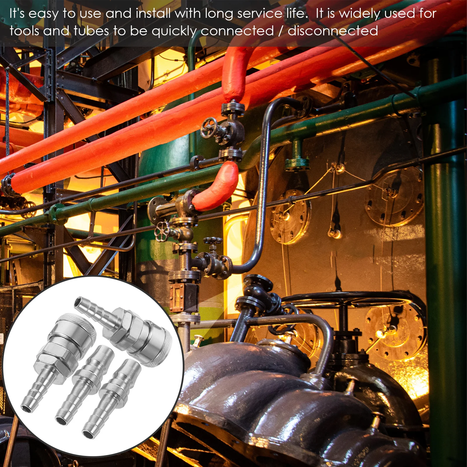 

2 pcs Air Tube Connectors Pneumatic Straight Fittings Silver Easy Install Long Life Steel Zinc Alloy Practical Use Tools