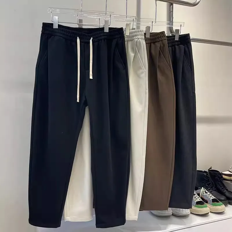 

plus Size Men's Casual Pants Autumn Winter Extra Large Straight Leg Wide Leg Comfortable Soft Polyester Fiber Daily Wear