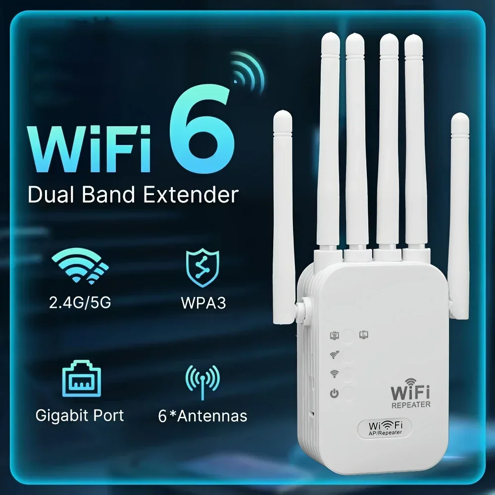 WiFi Repeater 1200Mbps Wireless WIFI Extender WiFi Booster 2.4G/5G เครื่องขยายเสียงเครือข่าย 360 °   สัญญาณความคุ้มครองเต็มรูปแบบสําหรับโฮมออฟฟิศ
